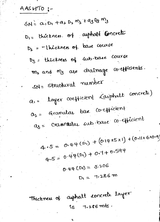 AAS HTo ;- m» and ms ave diainage Coecens SNStrucluval mumber - er coefticiert (asphalt conereh) ai a- Granular ba Co-etticient as = cvannulau sub-base co-etticient x5χ 0.44(D)= 3.206 D 1286 m