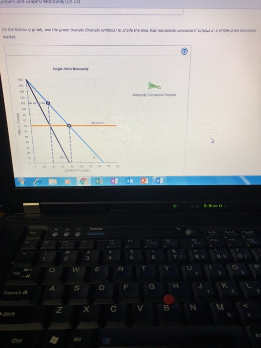 umbers and Graphs: Monopoly(ch 23) On the following graph, use the green triangle (triangle symbols) to shade the area that r