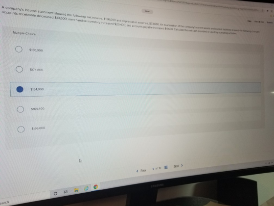 Siddlewaremheprod twity question p/XEZAS Pues. A companys income statement showed the following net income $136.000 and depr