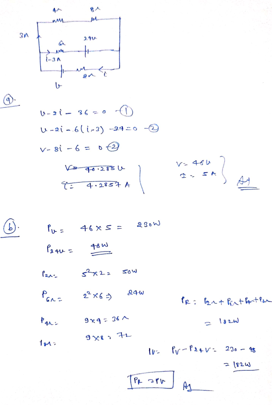 3A au th U-21- 36700 U-21-611-3) -9420 V-si - 6 = 0 2 v-46u Ve 40.285 5A - 4.2857 A 번 6 46% 5 - Pu= 2Bow 11 Peru = 48w lana s