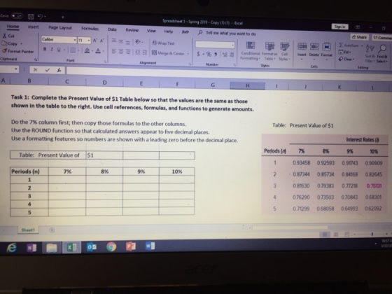 preadsheet 5-Spring 2019-Copy (1)()-Exce Horne insert Page Layout Formulas Data Review View Help MAP ρ Telne what you want to