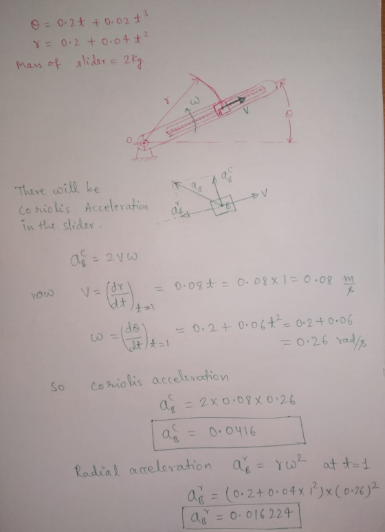 There oi he Co suiokis Accetevatin in the stidey yle (dr) o.og ±ニ 0.08x1 0.08 m noo た! So lo suio lis acceluvetion 0.0416 as = 0.016224