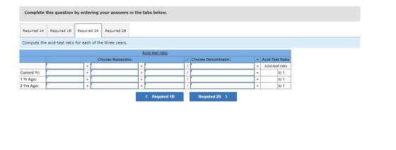 Complete this question by entering your answers in the tabs below Required 1A Required 1B Required 2A Required 2B Compute the