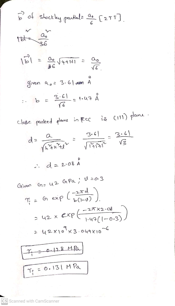 5 of shockley partial ao [257] n Qo ibts 36 151 Qo V4+147 36 ao given a o= 3.61 nom A b = 47 A 3.61 ro close packed plane in
