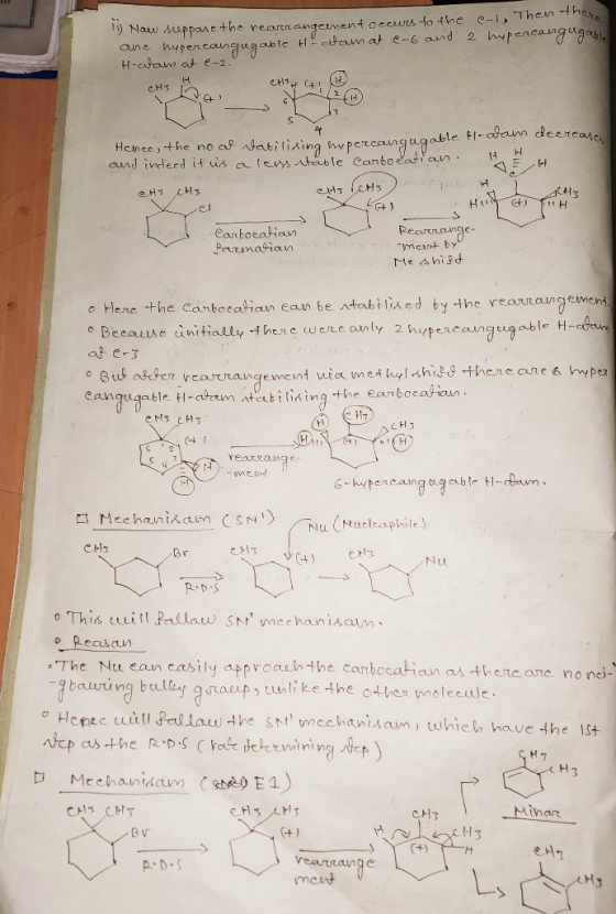 11) Naw sceppone the rearrangeenent occurs to the e-l, Then there are hypercoingugable H atam at e-6 and 2 hupeneangigable H-