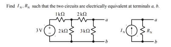 the two circuits are electrically equivalent at terminals a, b.
