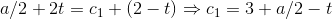 a/2+2t = (1+(2-t) > c=3+ a/2 - t