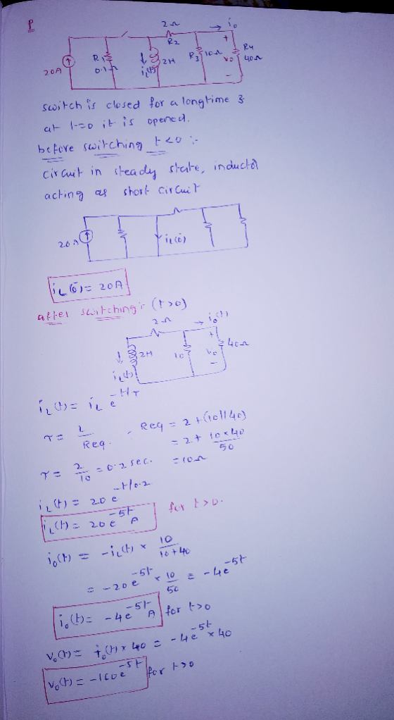 R 19 Page 4 3 V40 20AY switch is closed for a longtime 3 at 1-20 it is opened. before switching to :- circuit in steady state