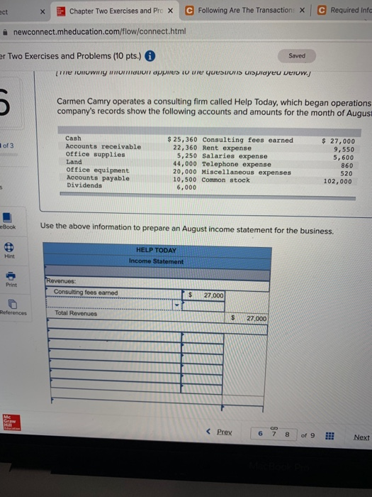 C Following Are The Transaction: x C Required Infa Chapter Two Exercises and Pro x ect i newconnect.mheducation.com/flow/conn