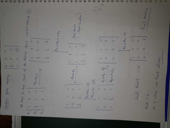 6 9 Solutions given Matrix 2 O -2 6 RE 6 we have to find , Pirot of the Matrix about about circled element 6 6 9 Rz7Rz 16 ال