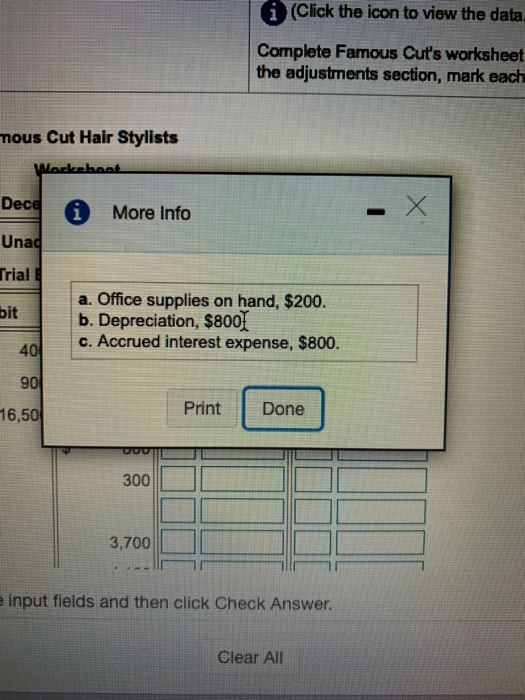 i (Click the icon to view the data Complete Famous Cuts worksheet the adjustments section, mark each mous Cut Hair Stylists