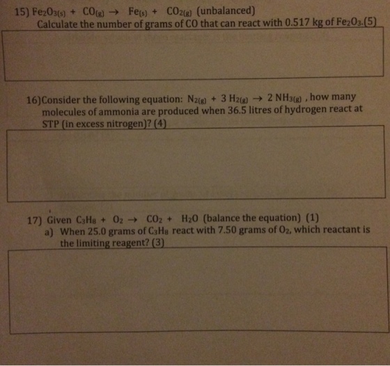 Fe_2O_3(s) + CO_(g) rightarrow Fe_(S) + CO_2(g) (u