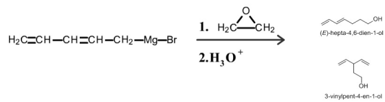 ?? 1. H2C-CH2 (E)-hepta-4,6-dien-1-ol 2.H, O 3 OH 3-vinylpent-4-en-1-ol