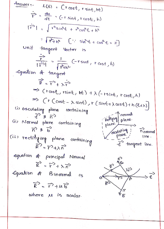 Anset) C cost, rsint,ht) dlt Sin-t cos t-I unif Hangert Veto is COS ci osculaling planeontaining ai Alormal plane comrtaining