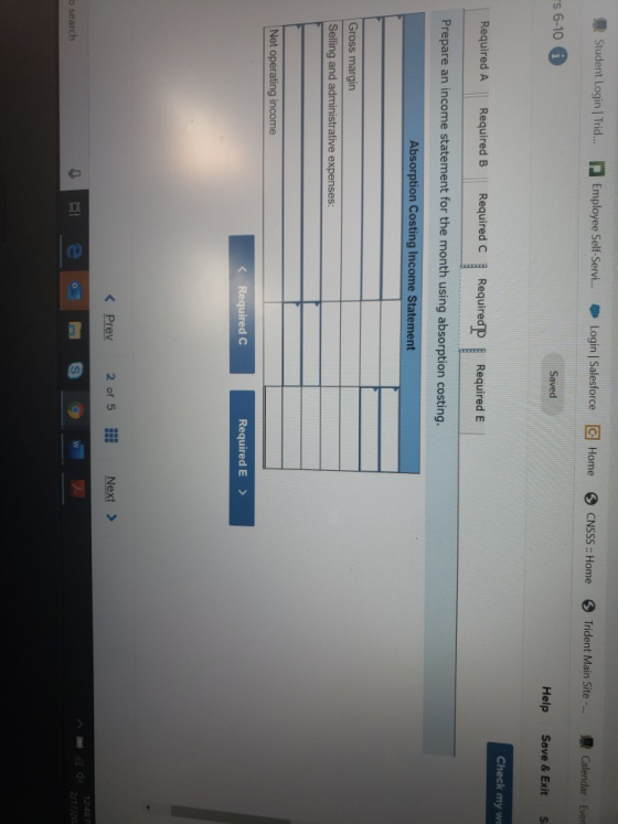 Student Login Trid... Employee Self-Servi... O Login Salesforce @ Home CNSSS : Home Trident Main Site - Calendar - Ever rs 6-