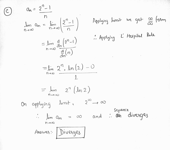 с An-22_) Applying limit we get we get to form lim an lim 12 n-> n-700 n Rule Ľ Hospital .. Applying on d =lim -1) an n 700