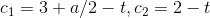 C1 = 3+a/2-t,c2= 2 - +