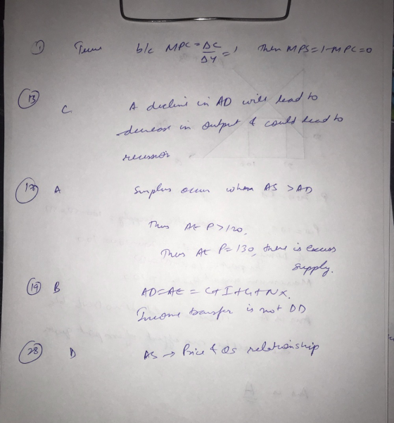 Then ble MPC-se sy Then mps=1-MPC=0 A decline in AD will lead to deureos in output & could lead to reussoi А simples our when