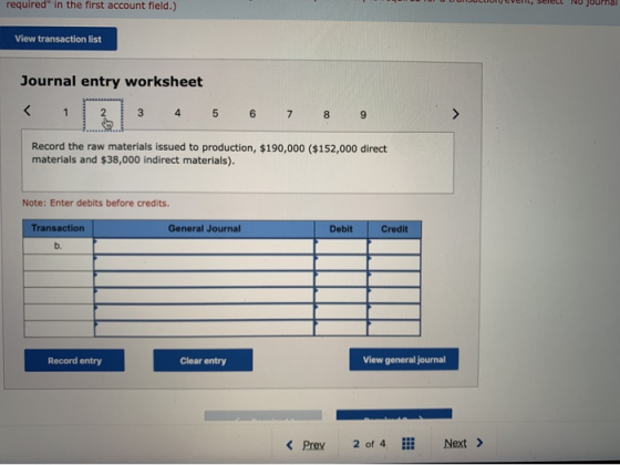 T U LIJUCUCCIIL, Select MU JUUrna required in the first account field.) View transaction list Journal entry worksheet < 1 2 3