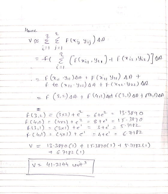Henic 2 2 va & E F (xij Yij) An i=1 jal 2 - FL E (flair, Yer ) + f(xir , Siz IJDA (C) f (x,, Y,, DA + F(di Y21) AA + f tn (x