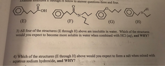 Examine structures E through H below to answer questions three and four. Onlar onlarowa 3) All four of the structures (E thro