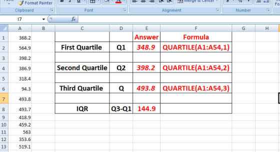Format Painter | r, Fo Clipboard Font Alignment Number 17 Answer Formula 368.2 564.9 398.2 386.9 318.4 94.3 493.8 493.7 418.9