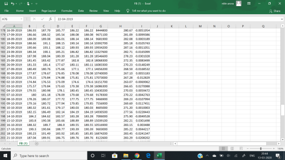 FB (1) - Excel nitin arora - o X File Home Insert Page Layout Formulas Data Review View Help ? Tell me what you want to do &