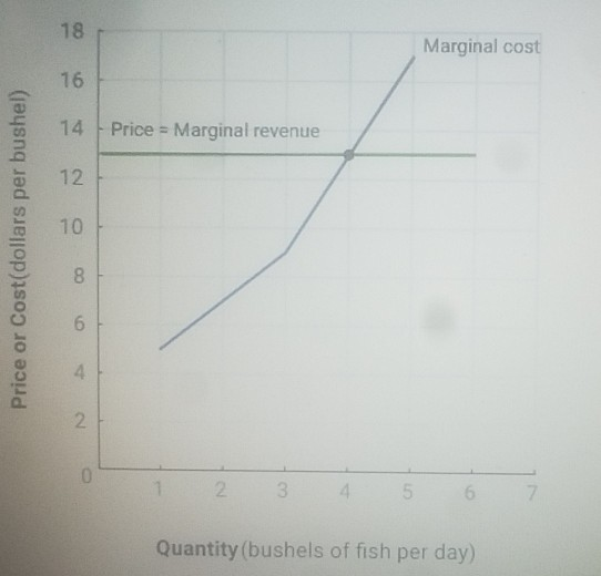 Marginal cost 14 Price = Marginal revenue Price or Cost(dollars per bushel) Quantity (bushels of fish per day)