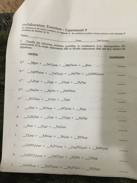 prelaboratory Exercises - Experiment For solutions to the starred problems equations, see Eris 15, 16 e Appendix A. For addit
