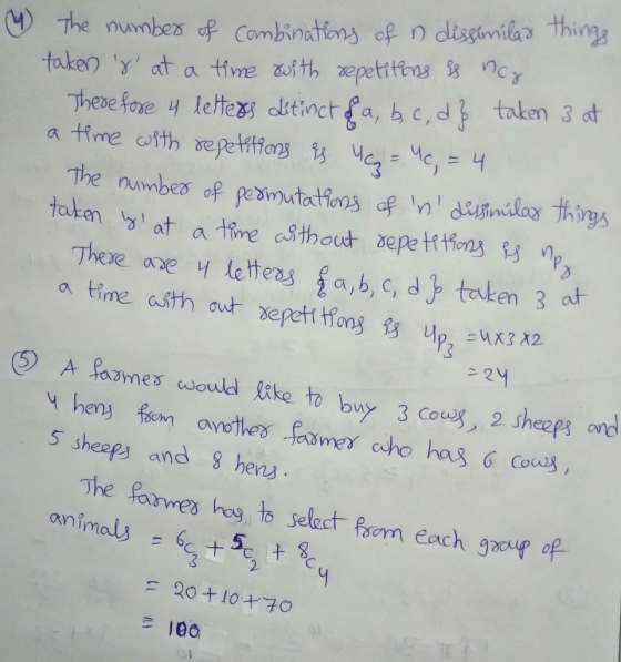 Combinatons of n dissimla ルn There one y leters a,b,g, d taken 3 o 5) A faづmes would lke to bwy 3 Coco, 2 Sheep} and s sheapy and 8 hens The formes hua to select frm each graf早