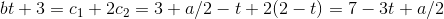 bt +3=C1 +2c2 = 3+a/2-t+2/2-t) = 7 – 3t+a/2