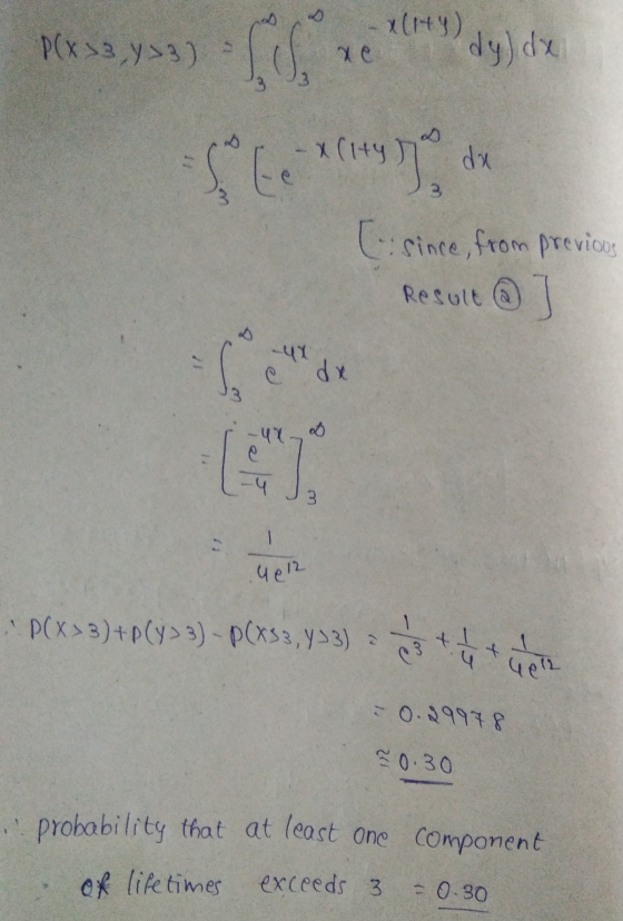 de 2.) SS red Stay [since, from previous Result ① ] 2-4 J3 4612 PCX>3) +p(y>3) - P(x33,493) 3+ 4 Gol2 - 0.29978 20.30 probabi