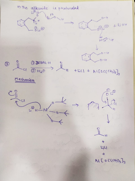 4) The alkoride is protonated DIBAL-H ② H₂O - H thich + AI[OC(CH3)3] Mechanismo LH-Al 44 Ал сос Ссна, 1,