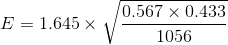 E = 1.645 \times \sqrt{\frac{0.567 \times 0.433 }{1056}}