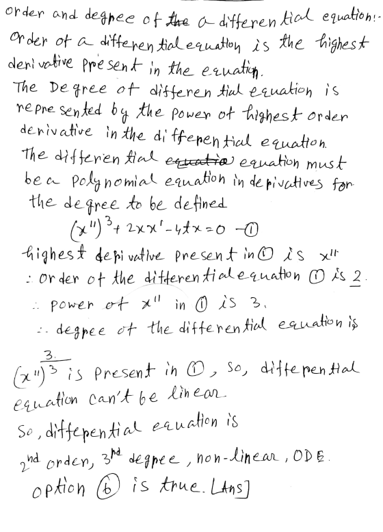 order and degree of the a differential equation! Order of a differential equation is the highest derivative ppesent in the eq