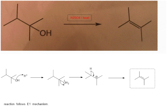 H2SO4 heal KOHV OH xat 4 reaction follows E1 mechanism.
