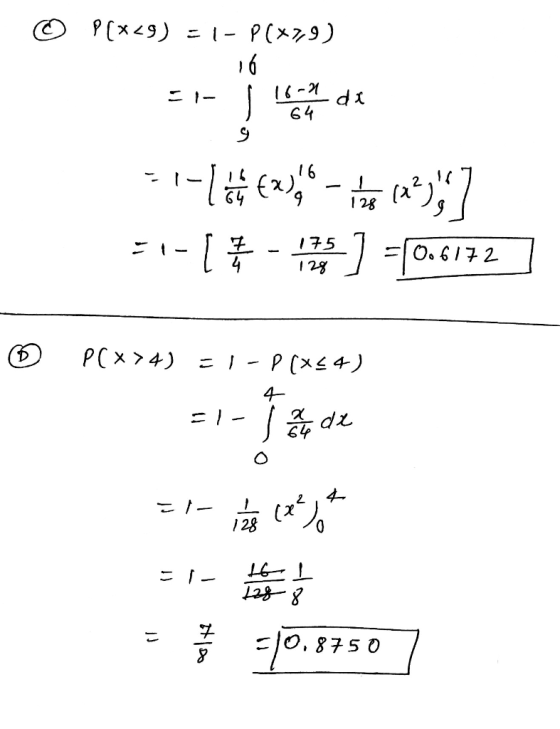| OP(x29) = (- P(x29) a do 164 다 - (x - part), = 1- [ 국 - 3 ] =0.172 | CD PCx>4) = ) - P(x4) 기 증 1 2 1 우 : Lostsol