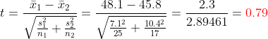 T1 T2 48.1-45.8 2.3 7.12 10.42 2.89461 ↓ 17
