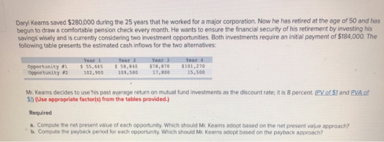 Daryl Kearns saved $280,000 during the 25 years that he worked for a major corporation. Now he has retired at the age of 50 a