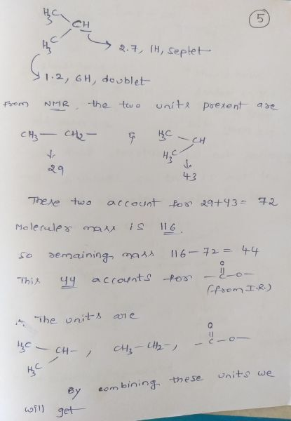 2.7TH, Seplet Y 1.2, 6H, doublet NMR, the two from unite prevent are CH₂ - CH₂ - ¢ B C CH - 43 72 There two account for 29+43