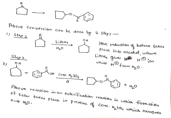 0 Above conversien can be done b2 steps- Hexe reducion ot ketone takes Place in to alcehd, hare נו st H20 LIA1H Len St from H