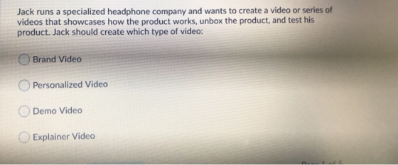 Jack runs a specialized headphone company and wants to create a video or series of videos that showcases how the product work