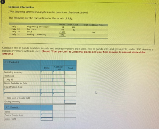 Required information The following information applies to the questions displayed below) The following are the transactions f
