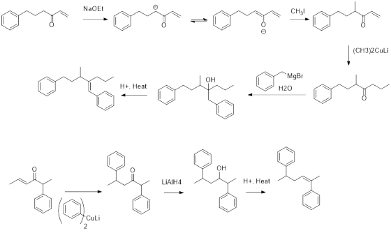 NaOEt CH3l (CH3)2CuLi MgBr H20 он H+, Heat LiAIH4 H+, Heat CuLi
