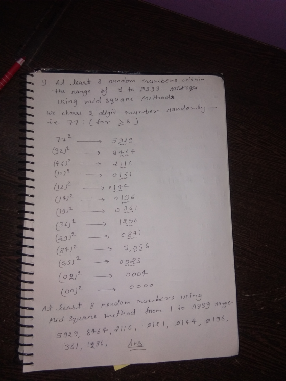 At least 8 random numbers within the range of I to gggg Midtsgex using mid squane methods choose 2 digit mumber randomly 77;
