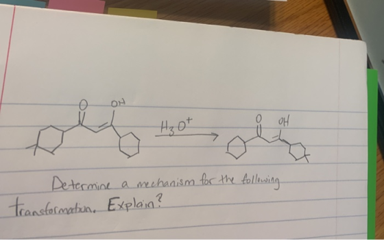 OOH 0 OH Determine a mechanism for the following transformation. Explain?