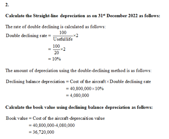 Calculate the Straight-line depreciation as on 31st December 2022 as follows: The rate of double declining is calculated as f