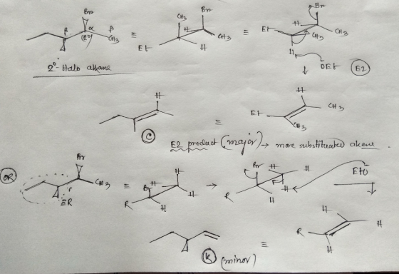 Вр Br - CH3 CH EE 20- Halo alhane oft 62 CH3 Et © el product (major) moe subaliteked akend oduct (magar 1 more substituated a