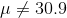 \mu\neq30.9