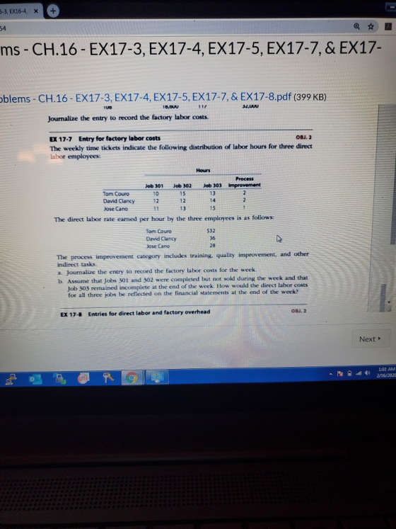 -3, EX16-4, X 54 ms - CH.16 - EX17-3, EX17-4, EX17-5, EX17-7, & EX17- sblems - CH.16 - EX17-3, EX17-4, EX17-5, EX17-7, & EX17